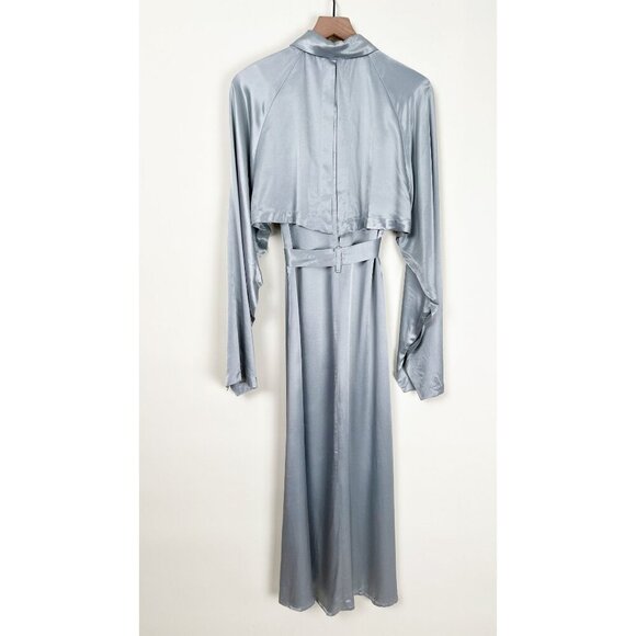 New Sabina Musayev Marella Midi Maxi Dress Trench Coat Belted Silky Cape Fantasy - Picture 12 of 15